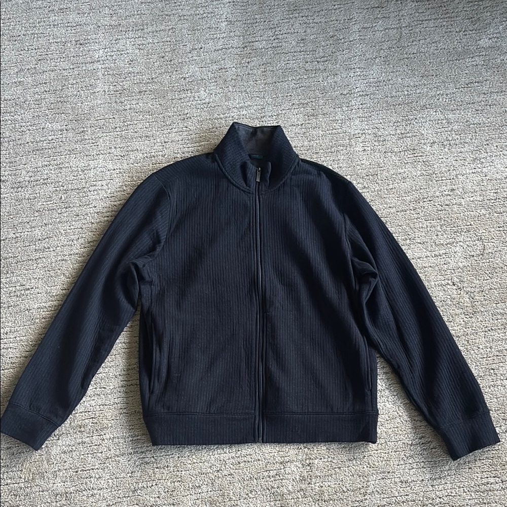 Men's Dark Navy with grey pinstripe Perry Ellis Full Zip Jacket